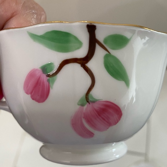 EUC VTG ADDERLEY TEACUP AND SAUCER HAND PAINTED PINK FLOWERS AND GREEN LEAVES - Picture 7 of 10